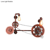 Antiqued Bicycle Iron Wall Sconce With 2 Lights For Corridor