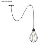 Antiqued Black Iron Mesh Pendant Ceiling Light - Restaurant Hanging Lamp Kit (1 Head)