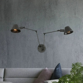 Antiqued Black Iron Swing Arm Sconce With Bell Shade - 2/3 Lights Bedroom Wall Lamp 2 /