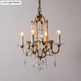 Antiqued Brass 4-Light Rustic Crystal Chandelier Pendant Lamp