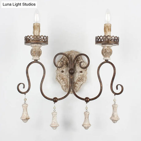 Antiqued Bronze Candle-Style Wall Lamp - Perfect For Bedroom Lighting