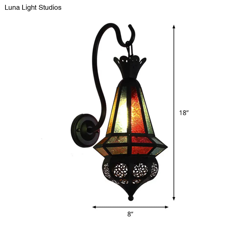 Antiqued Cone 1-Bulb Iron Wall Sconce Lamp | Black Mount Lighting For Corners