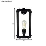 Antiqued Iron Rectangle Sconce Lighting - Coffee House Wall Mount Pipe Lamp