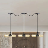 Antiqued Led Amber Glass Pendant Light – Black Hanging Capsule 6/10/14-Light Tandem Multi Lamp 6 /