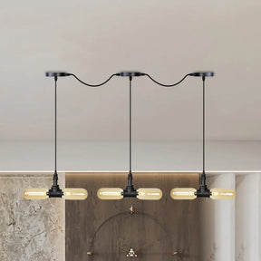 Antiqued Led Amber Glass Pendant Light – Black Hanging Capsule 6/10/14-Light Tandem Multi Lamp 6 /