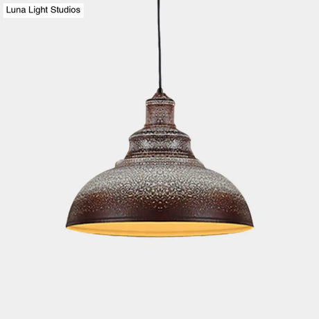 Antiqued Metal Barn Pulley Pendant Lamp - Blue/Rust Ceiling Lighting For Dining Room