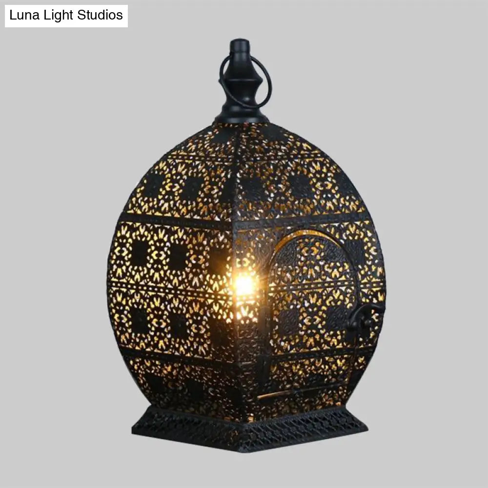 Antiqued Metal Candlestick Nightstand Lamp In Black - 1 Head 5/6.5 Wide
