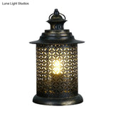 Antiqued Metal Candlestick Nightstand Lamp In Black - 1 Head 5/6.5 Wide