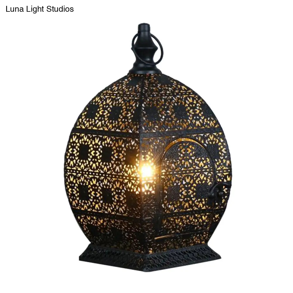 Antiqued Metal Candlestick Nightstand Lamp In Black - 1 Head 5/6.5 Wide