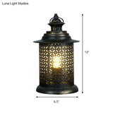 Antiqued Metal Candlestick Nightstand Lamp In Black - 1 Head 5/6.5 Wide