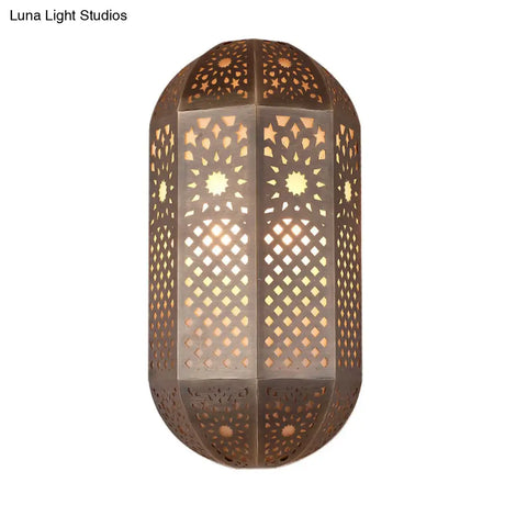 Antiqued Metallic Sconce Lighting - 2 Heads Wall Mounted Lamp In Brass For Hallways