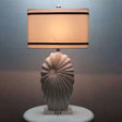 Antiqued Style Table Lamp - Black-White Fabric Shade Rectangular 1 Head Shell Porcelain Base