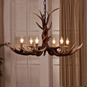 Antler Chandelier: Resin Countryside Living Room Lighting 6 / Brown