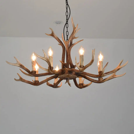 Antler Chandelier: Resin Countryside Living Room Lighting 8 / Coffee
