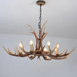 Antler Chandelier: Resin Countryside Living Room Lighting 8 / Light Brown