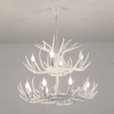 Antler Deco Resin Candle Chandelier: Country Style Suspension Light For Restaurant Ambience 12 /
