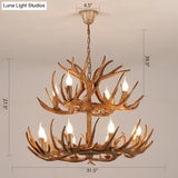 Antler Deco Resin Candle Chandelier: Country Style Suspension Light For Restaurant Ambience