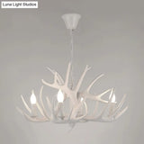 Antler Deco Resin Candle Chandelier: Country Style Suspension Light For Restaurant Ambience