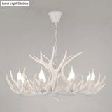 Antler Deco Resin Candle Chandelier: Country Style Suspension Light For Restaurant Ambience