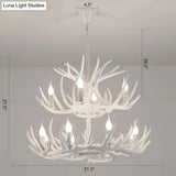 Antler Deco Resin Candle Chandelier: Country Style Suspension Light For Restaurant Ambience