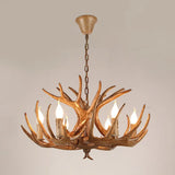 Antler Deco Resin Candle Chandelier: Country Style Suspension Light For Restaurant Ambience 6 /
