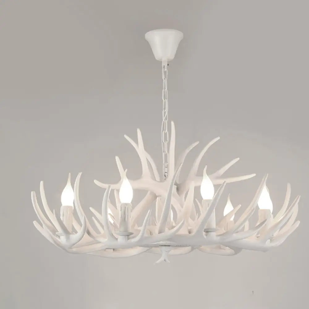 Antler Deco Resin Candle Chandelier: Country Style Suspension Light For Restaurant Ambience 9 /