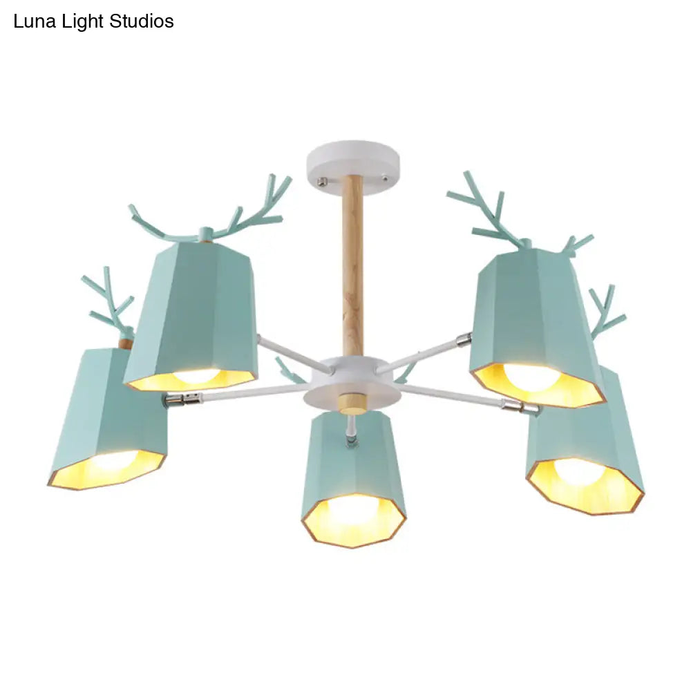 Antler Pendant Light With Tapered Shade: Modern Metal Nordic Lighting Fixture