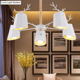 Antler Pendant Light With Tapered Shade: Modern Metal Nordic Lighting Fixture
