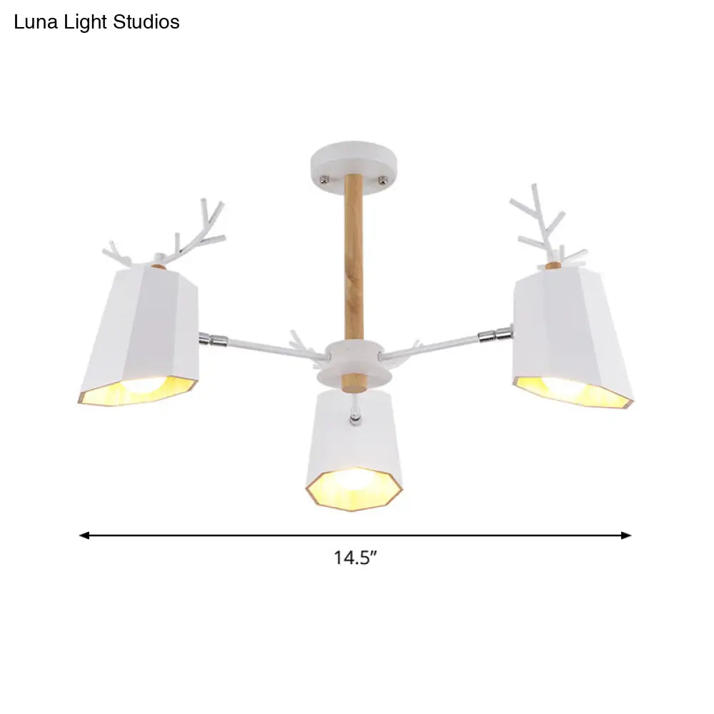 Antler Pendant Light With Tapered Shade: Modern Metal Nordic Lighting Fixture