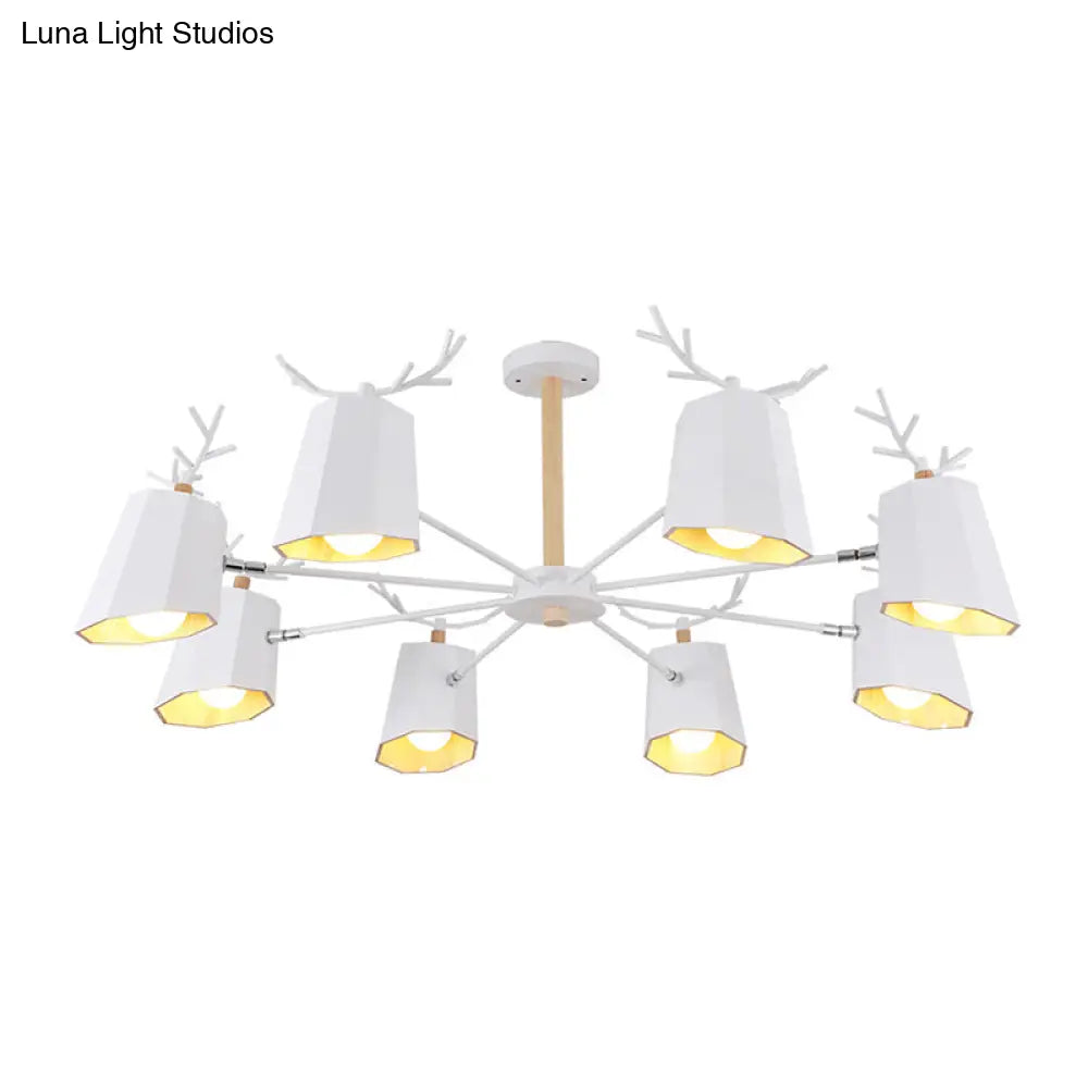 Antler Pendant Light With Tapered Shade: Modern Metal Nordic Lighting Fixture