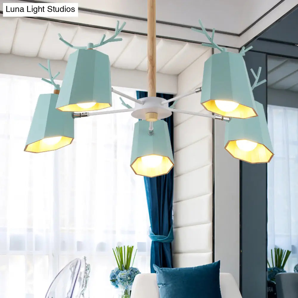 Antler Pendant Light With Tapered Shade: Modern Metal Nordic Lighting Fixture