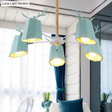 Antler Pendant Light With Tapered Shade: Modern Metal Nordic Lighting Fixture