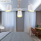 Antler Pendant Light With Tapered Shade: Modern Metal Nordic Lighting Fixture