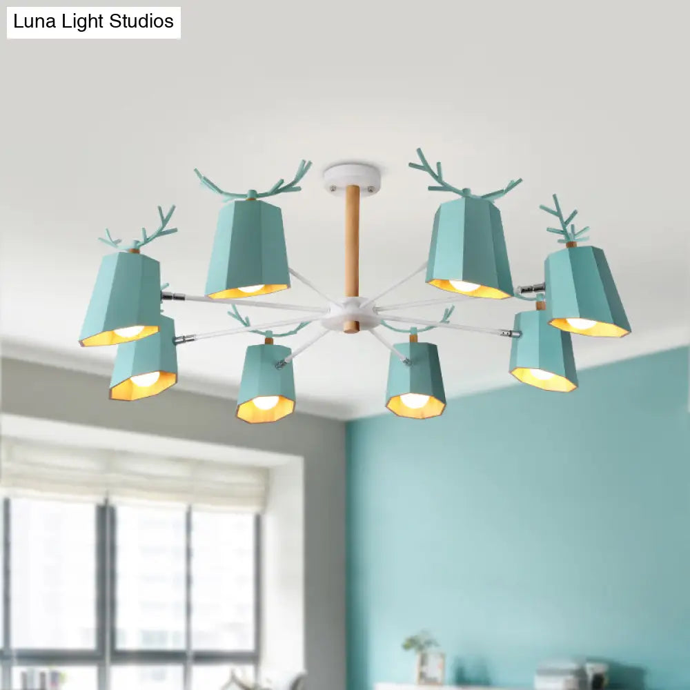 Antler Pendant Light With Tapered Shade: Modern Metal Nordic Lighting Fixture