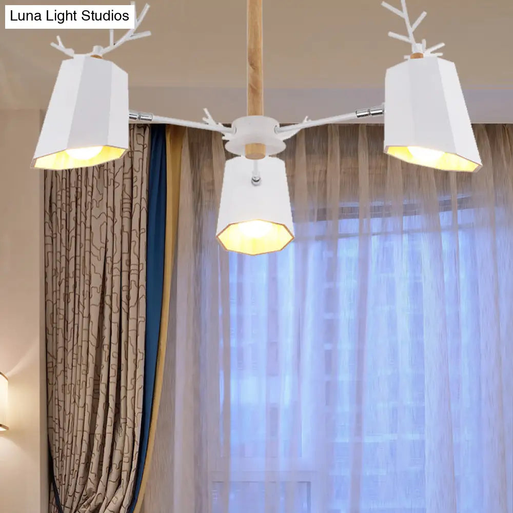 Antler Pendant Light With Tapered Shade: Modern Metal Nordic Lighting Fixture