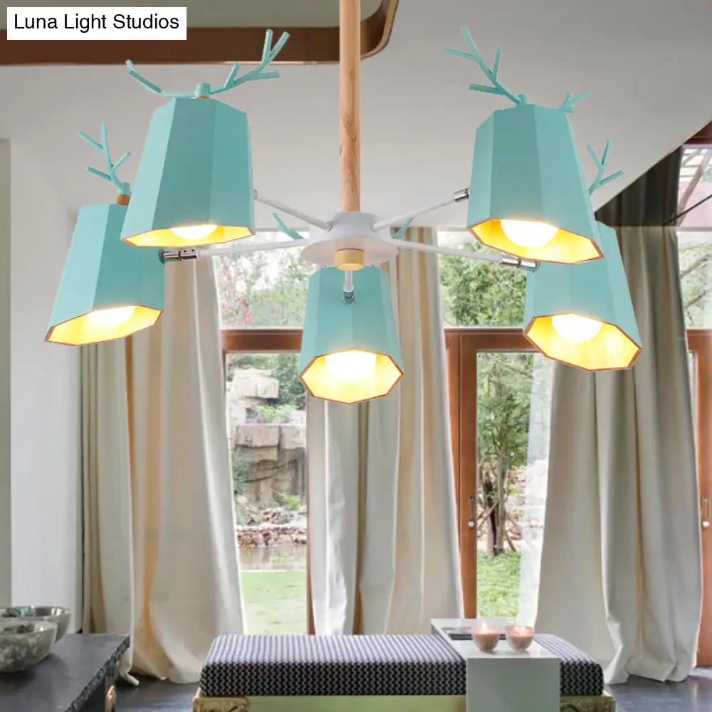 Antler Pendant Light With Tapered Shade: Modern Metal Nordic Lighting Fixture