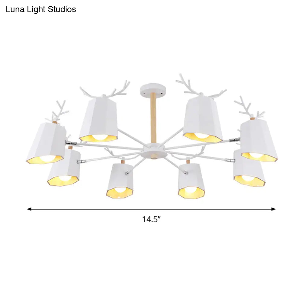 Antler Pendant Light With Tapered Shade: Modern Metal Nordic Lighting Fixture