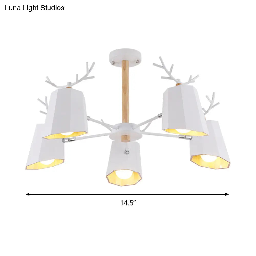 Antler Pendant Light With Tapered Shade: Modern Metal Nordic Lighting Fixture