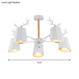 Antler Pendant Light With Tapered Shade: Modern Metal Nordic Lighting Fixture