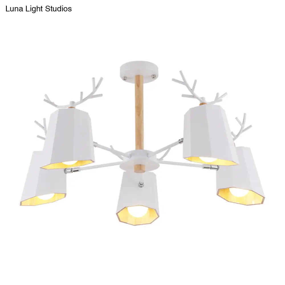 Antler Pendant Light With Tapered Shade: Modern Metal Nordic Lighting Fixture