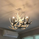 Antler-Shaped Pendant Light: Vintage Resin Chandelier For Restaurant 4 / White