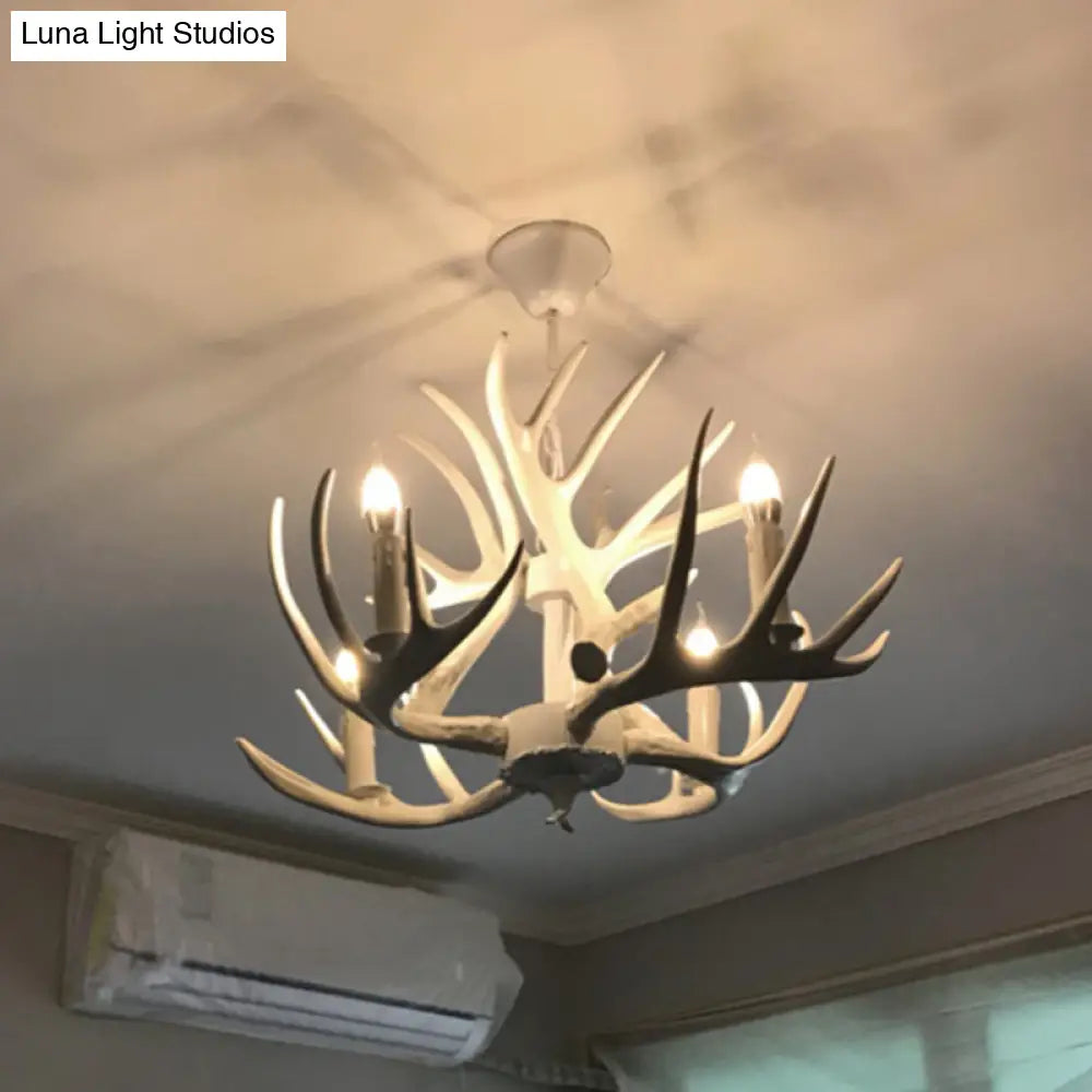 Antler-Shaped Pendant Light: Vintage Resin Chandelier For Restaurant