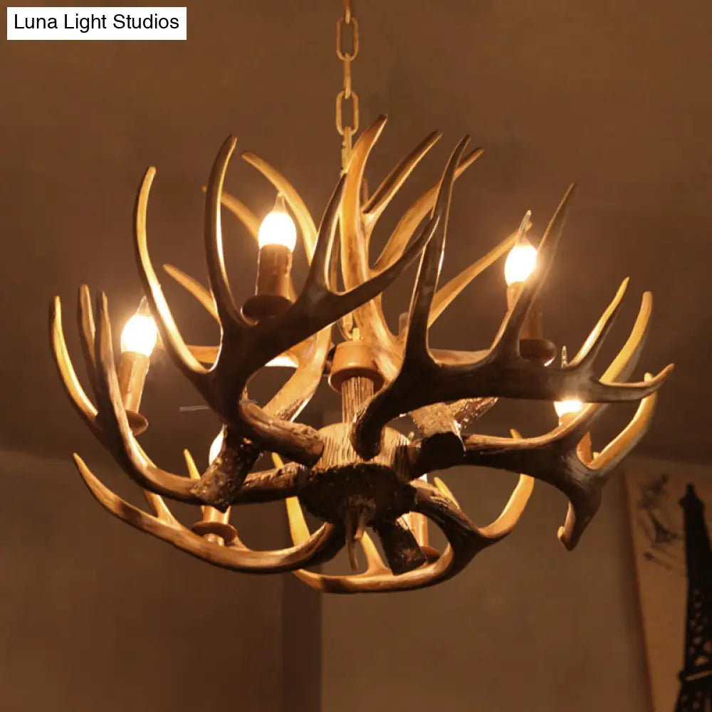Antler-Shaped Pendant Light: Vintage Resin Chandelier For Restaurant