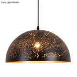 Arab Style Black Metal 1-Light Dome Pendant Ceiling Lamp With Unique Pattern Options