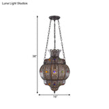 Arabian Metal 1-Head Black Hanging Pendant Light For Restaurants - Oval Ceiling Suspension
