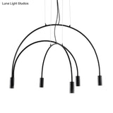 Arched Pendant Lighting With Led For Bar - Contemporary Black Metal 2/3/5 Lights