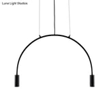 Arched Pendant Lighting With Led For Bar - Contemporary Black Metal 2/3/5 Lights