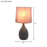 Arianna - Teardrop Metal Night Lamp Minimalist Single Grey Table Stand Light With Cylinder Fabric