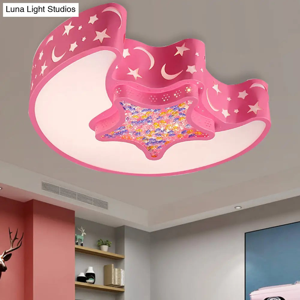 Art Deco Acrylic Flush Mount Ceiling Light For Kindergarten
