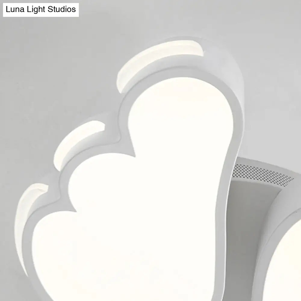 Art Deco Acrylic Flush Mount Ceiling Light - White Angel Design For Kid’s Bedroom